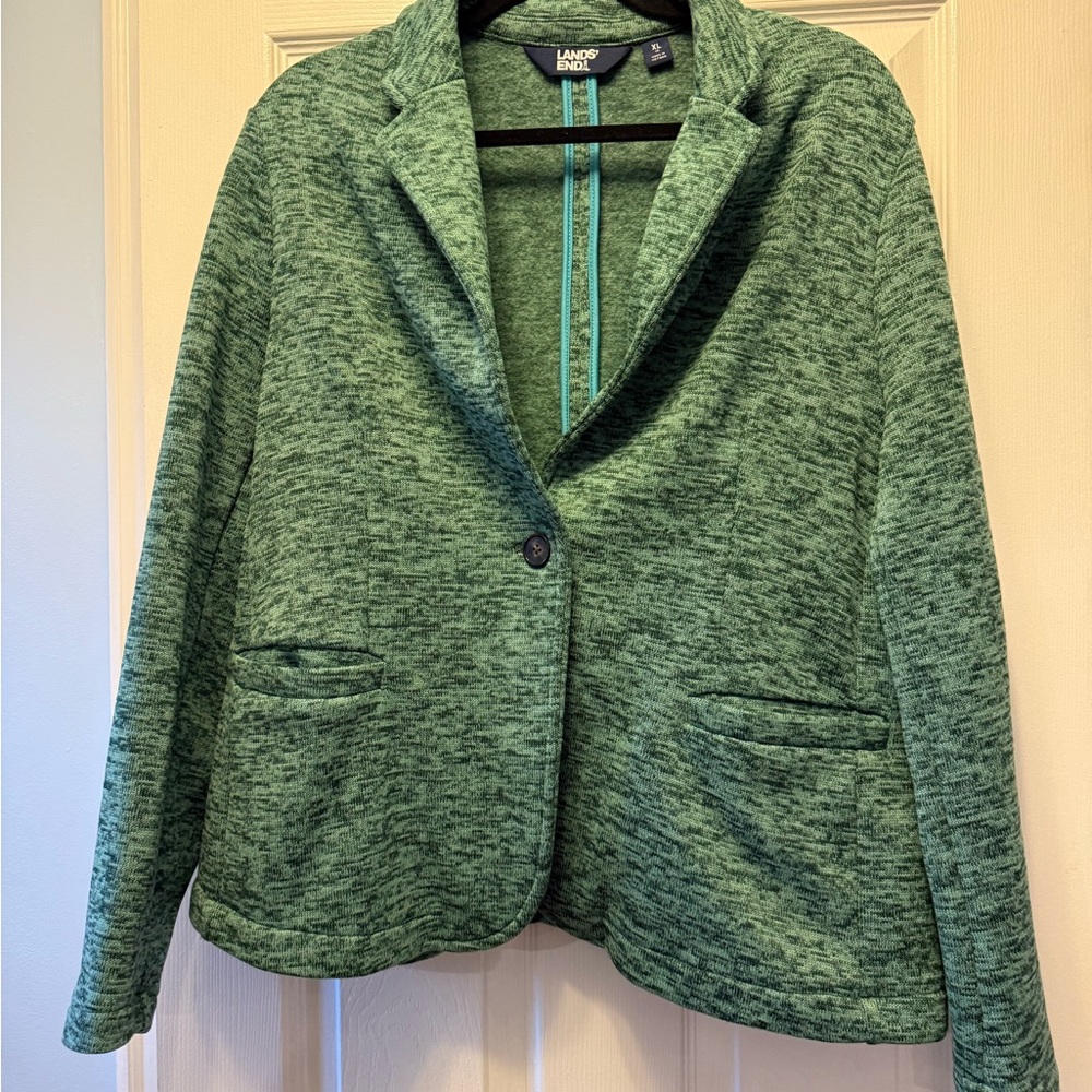 Lands' End Green Sweater Blazer